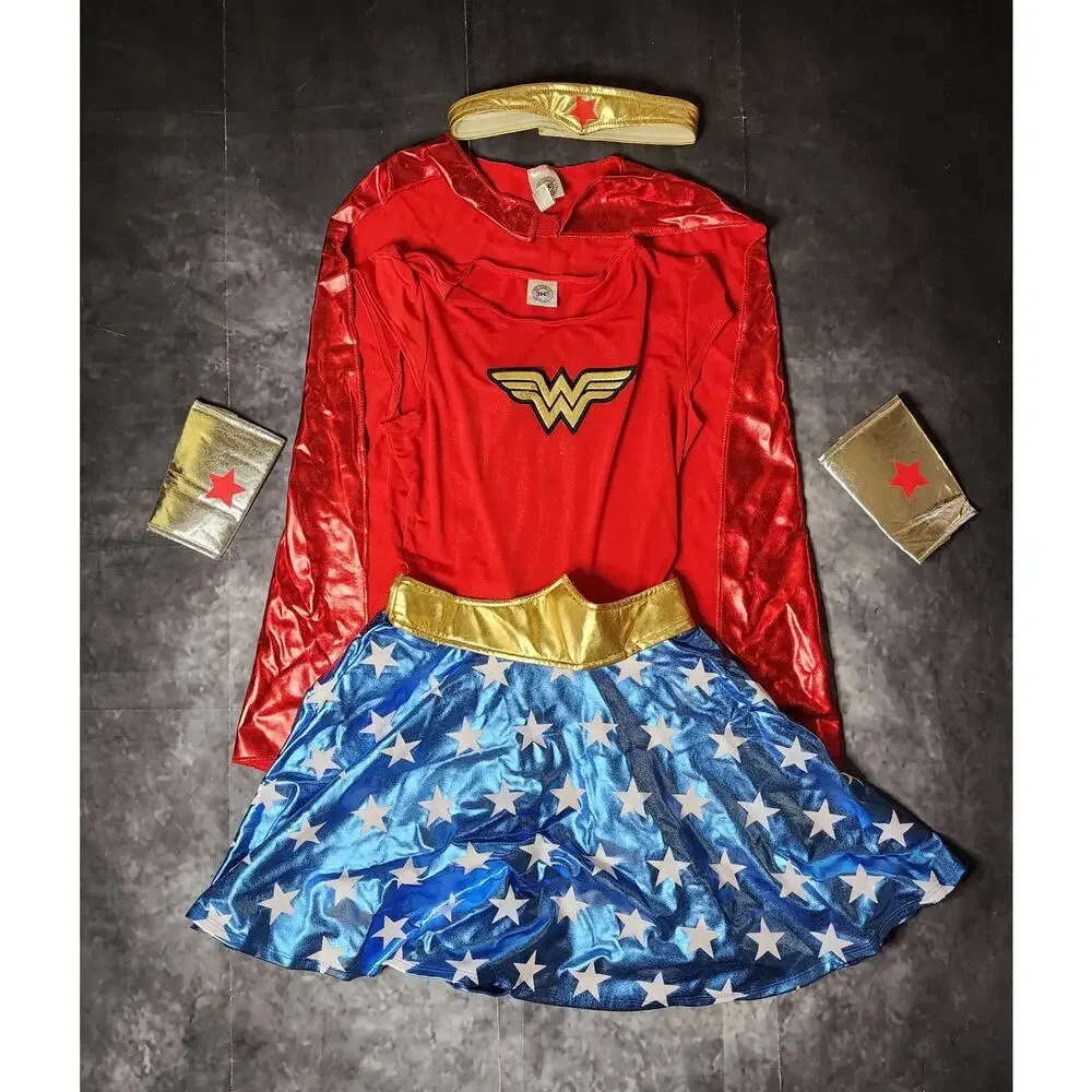DC Wonder Woman Girl, Size Child Large 12-14, Halloween Costume Dress, Cape